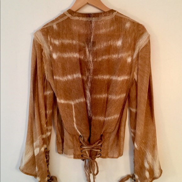 VERY RARE VINTAGE NWT LEGENDARY YVES ST LAURENT SILK RIVE GOUCHE SAFARI BLOUSE - Picture 3 of 15